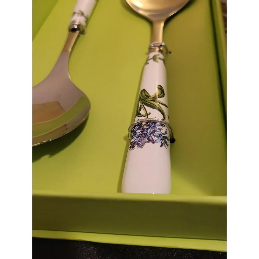 Portmeirion Botanic Garden 2-Piece Salad Servers Set-Stainless Steel & Porcelain